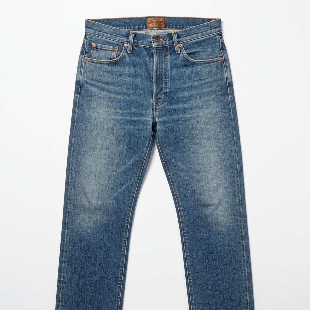 Vintage straight leg jeans in classic blue denim wash