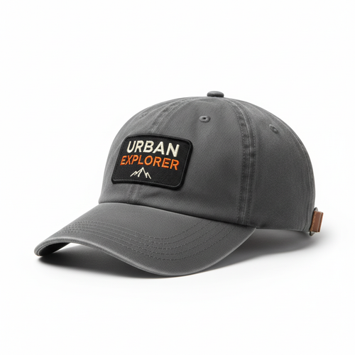 Stylish men's classic streetwear cap on white background